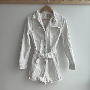 White Denim Long Sleeve Romper - ASOS